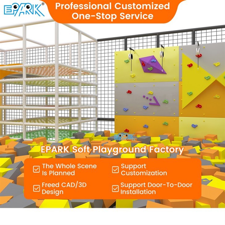 372m² Indoor Adventure Trampoline Park with Zip-Line & Climb Wall high quality
